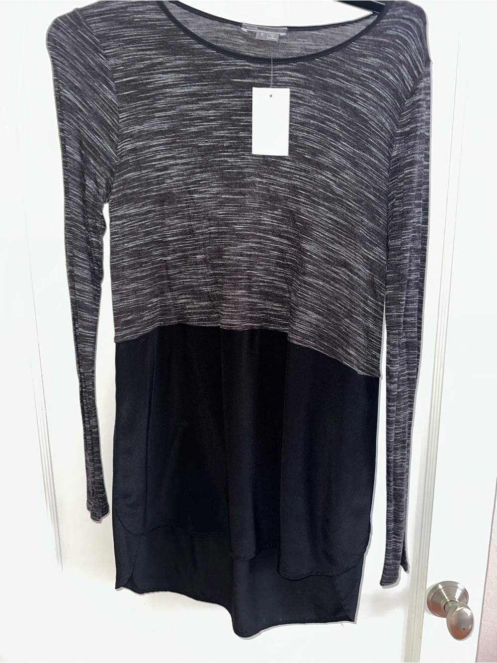 NWT Vince Top Grey/Black Long Sleeve Tunic - S